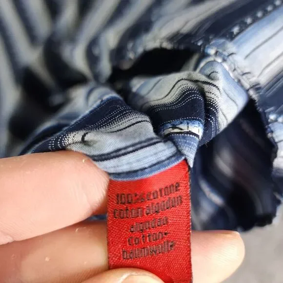 Luchiano Visconti Shirt XL Long Sleeve Button Up Blue Striped Flip Cuff Casual - Picture 9 of 11